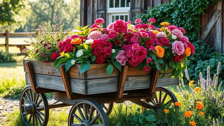 charming rustic wagon planters