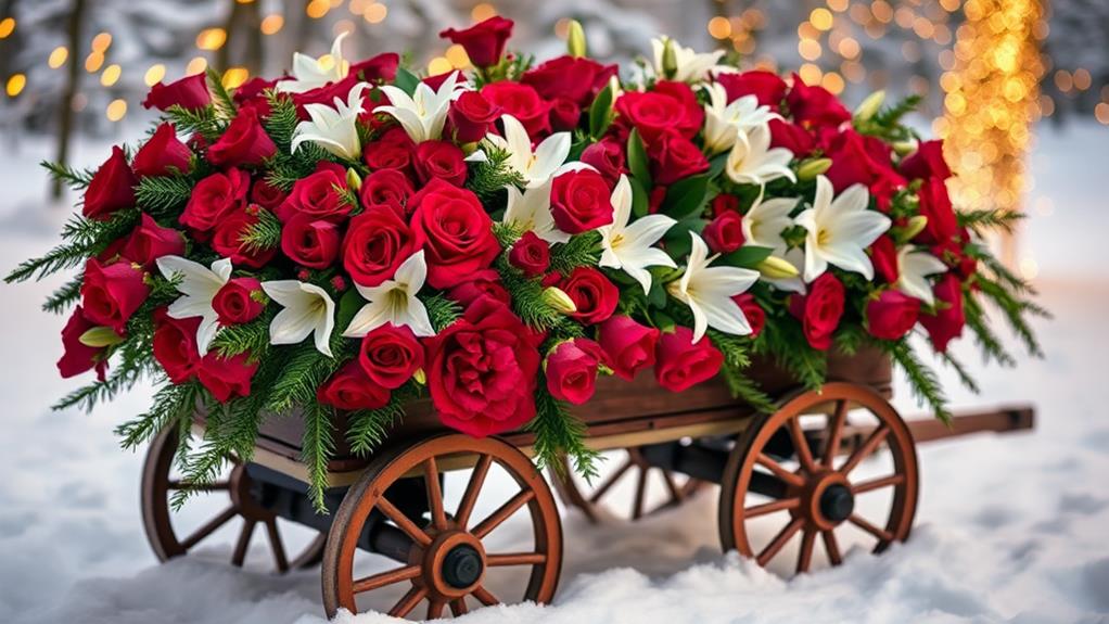 festive floral decor wagon