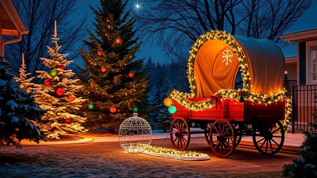 illuminated christmas wagon displays