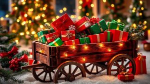 lighted christmas display wagon