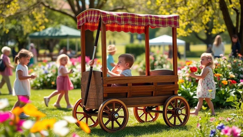 wooden wagon with canopy